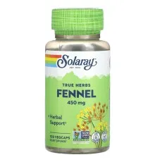 Трави Solaray Фенхель, 450 мг, Fennel, 100 вегетаріанських капсул (SOR-01260)