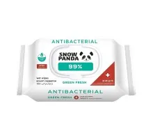 Вологі серветки Сніжна Панда Green Fresh 99% з антимікробною дією 100 шт. (4820183972132)