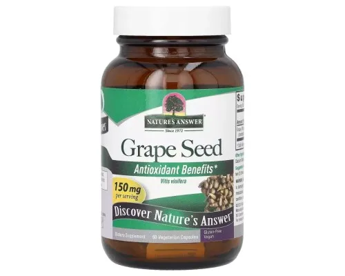 Травы Nature's Answer Виноградные косточки, 150 мг, Grape Seed, 60 вегетарианских ка (NTA-16397)