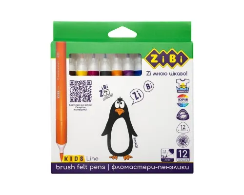 Фломастери ZiBi KIDS Line JUMBO брашеві 12 кольорів (ZB.2822)