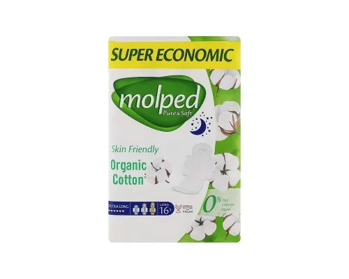 Гигиенические прокладки Molped Pure&Soft Night 6 капель 16 шт. (8690536829040)