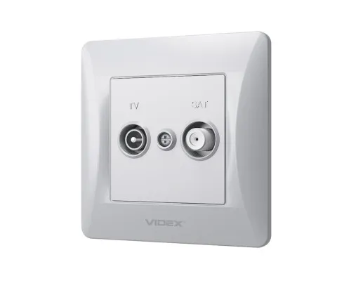 ТВ розетка Videx BINERA TV + SAT кінцева срібний шовк (VF-BNSK2TVSATE-SS)