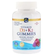 Витамин Nordic Naturals Жевательные витамины D3 + K2, Гранат, Vitamin D3 K2 Gummies, (NOR-31160)