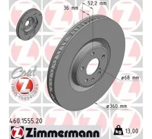 Гальмівний диск ZIMMERMANN 460.1555.20