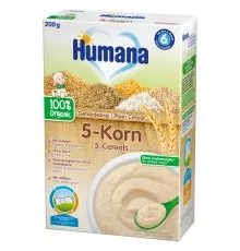 Детская каша Humana Plain Cereal 5-Cereals 5 злаков цельнозерновых 200 г (4031244775627)