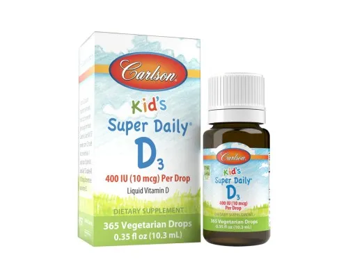 Вітамін Carlson Вітамін D3 для Дітей у Краплях, 400 МО, Kids Super Daily D3 (CL01260)