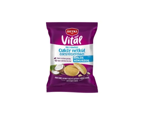 Дитяче печиво Detki Vital з високим вмістом клітковини зі смаком кокосу 180 г (5997380360341)