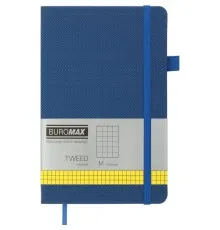 Книга записна Buromax Tweed 125x195 мм 96 аркушів в клітинку обкладинка зі штучної шкіри Синя (BM.291163-02)