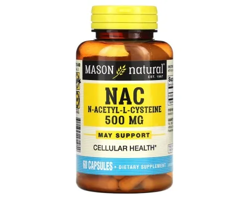 Аминокислота Mason Natural NAC N-ацетил L-цистеин, 500 мг, N-Acetyl L-Cysteine, 60 капсул (MAV-17105)