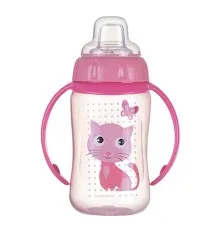 Поїльник-непроливайка Canpol babies Cute Animals Котик з м'яким носиком і ручками 320 мл (56/512_pin)