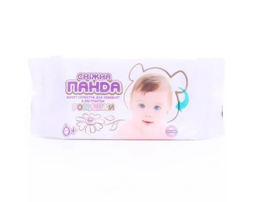 Детские влажные салфетки Сніжна Панда для новорожденных Ромашка 64 шт. (4820144460456)