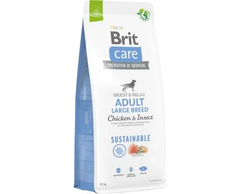Сухой корм для собак Brit Care Dog Sustainable Adult Large Breed с курицей и насекомыми 12 кг (8595602558742)