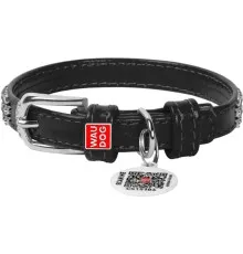 Нашийник для тварин WAUDOG Glamour з QR-паспортом "Стрази" XS Ш 12 мм чорний (33081)