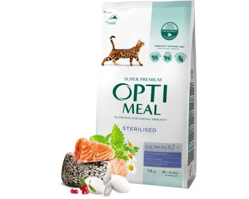 Сухой корм для кошек Optimeal для стерилизованных/кастрированных с лососем 1.5 кг (4820215368162)