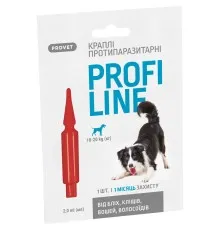 Капли для животных ProVET Profiline инсектоакарицид для собак 10-20 кг 1/2 мл (4823082431076)