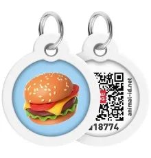 Адресник для животных WAUDOG Smart ID с QR паспортом "Гамбургер", круг 25 мм (225-4037)