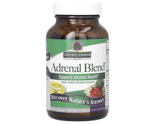 Травы Nature's Answer Здоровье надпочечников, Adrenal Blend, 90 вегетарианских кап (NTA-26590)