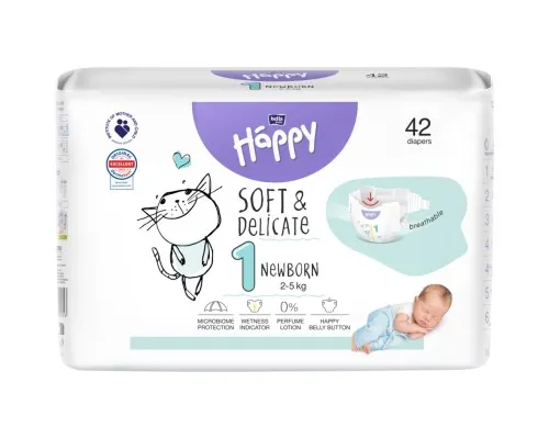 Подгузники Bella Happy Soft & Delicate Newborn 2-5 кг 42 шт (5900516605339)