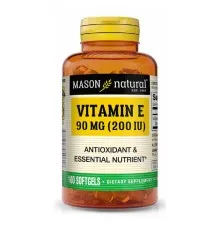 Вітамін Mason Natural Вітамін Е 90мг, Vitamin E 200IU, 100 гелевих капсул (MAV05061)