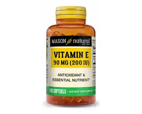 Вітамін Mason Natural Вітамін Е 90мг, Vitamin E 200IU, 100 гелевих капсул (MAV05061)