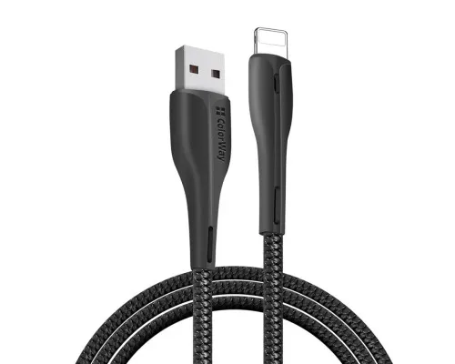 Дата кабель ColorWay USB 2.0 AM to Lightning 1.0m led black (CW-CBUL034-BK)