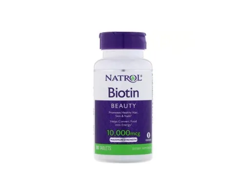 Витамин Natrol Биотин, Максимальное Действие, 10 000 мкг, 100 таблеток (NTL-05396)