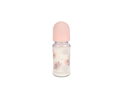 Бутылочка для кормления Baby-Nova Декор, с широким горлышком, 230 мл, персиковый (3966385)