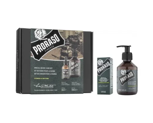 Набір косметики Proraso Cypress & Vetyver для бороди Шампунь 200 мл + Олія 30 мл (8004395007479)