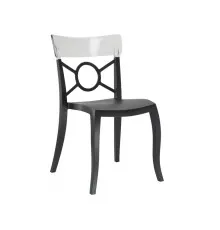 Кухонный стул PAPATYA o-pera-s сиденье черное, верх прозрачно-чистый (2230)