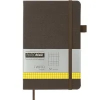 Книга записна Buromax Tweed 125x195 мм 96 аркушів в клітинку обкладинка зі штучної шкіри Сіра (BM.291163-09)
