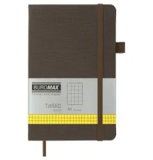 Книга записна Buromax Tweed 125x195 мм 96 аркушів в клітинку обкладинка зі штучної шкіри Сіра (BM.291163-09)