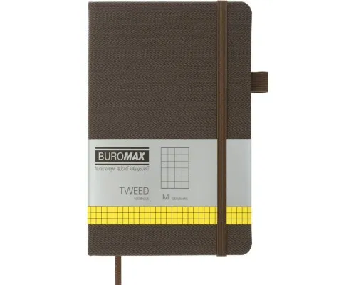 Книга записна Buromax Tweed 125x195 мм 96 аркушів в клітинку обкладинка зі штучної шкіри Сіра (BM.291163-09)