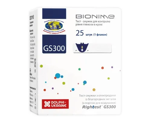 Тест-смужки для глюкометра Bionime Rightest GS300 25 шт. (4710627330225)