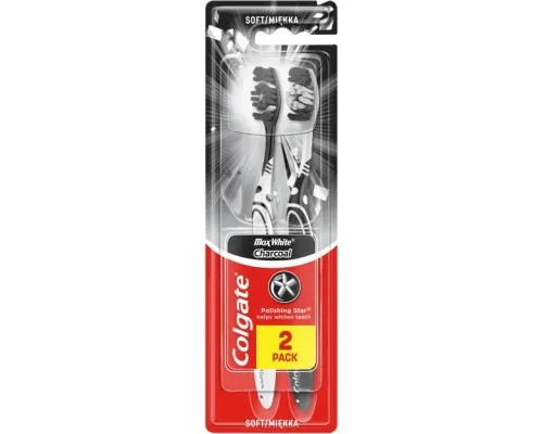 Зубна щітка Colgate Max White Charcoal відбілююча мяка 2 шт. (8718951382602)