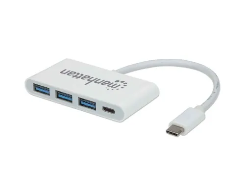 Концентратор Intracom Manhattan Type-C 4-port USB 3.0 + 3.1 PD white (163552)