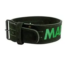 Атлетичний пояс MadMax MFB-301 Suede Single Prong шкіряний Black/Green M (MFB-301_M)