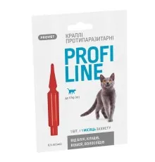 Краплі для тварин ProVET Profiline інсектоакарицид для котів до 4 кг 1/0.5 мл (4823082431137)