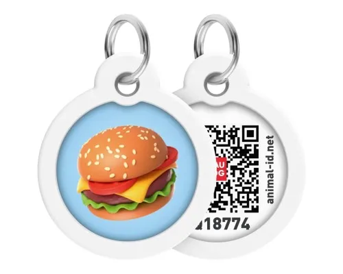 Адресник для тварин WAUDOG Smart ID з QR паспортом Гамбургер, коло 30 мм (230-4037)