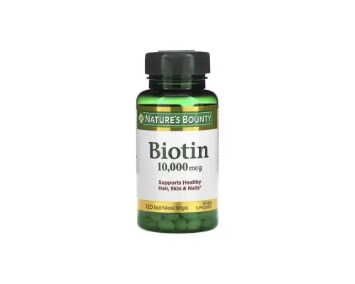 Вітамін Nature's Bounty Біотин швидкого вивільнення, 10000 мкг, Biotin, 120 гелевих (NRT-51697)