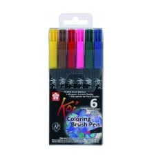 Художественный маркер KOI набор Coloring Brush Pen, 6 цветов (084511316799)