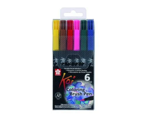 Художній маркер KOI набір Coloring Brush Pen, 6 кольорів (084511316799)