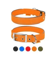Нашийник для тварин Dog Extreme подвійний зі світловідбиваючою вставкою Ш 14 мм Д 27-35 см помаранчевий (67024)