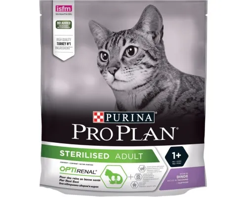 Сухой корм для кошек Purina Pro Plan Sterilised Adult 1+ с индейкой 400 г (7613033564673)