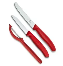 Набор ножей Victorinox SwissClassic из 3 предметов Красный с овощечисткой (6.7111.31)