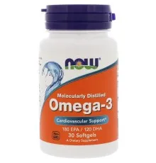 Жирні кислоти Now Foods Риб'ячий Жир, Омега-3, Omega-3, 1000 мг, 30 гелевих капсул (NOW-01649)