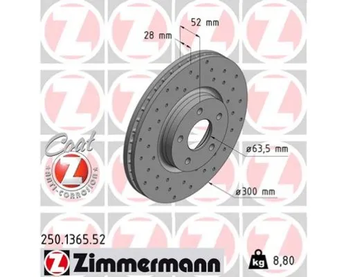 Тормозной диск ZIMMERMANN 250.1365.52