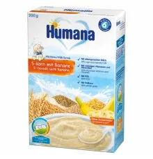 Детская каша Humana молочная 5 злаков с бананом 200 г (4031244775542)