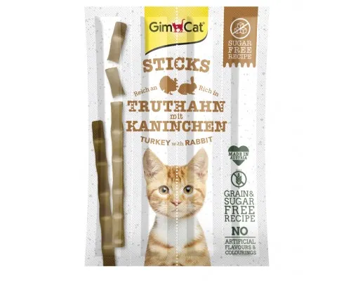 Ласощі для котів GimCat Мясні палички індичка і кролик 4 шт (4002064420530)