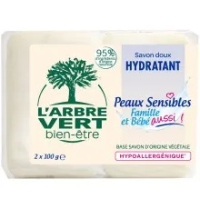 Твердое мыло L'Arbre Vert для чувствительной кожи 2 х 100 г (3450601029035)