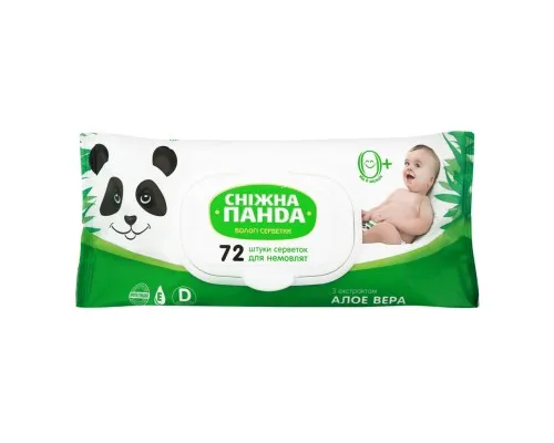 Дитячі вологі серветки Сніжна Панда для немовлят Алое 72 шт. (4820183970442)